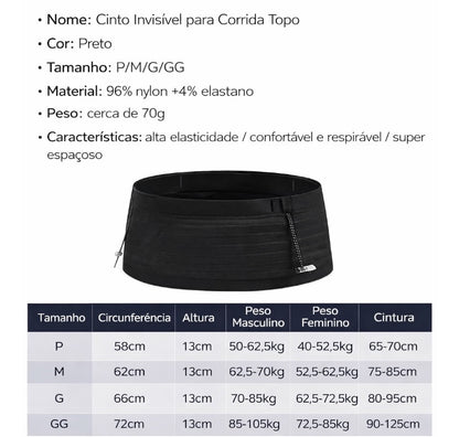 CINTO INVISÍVEL PARA CORRIDA TOPO + Garrafa de Brinde
